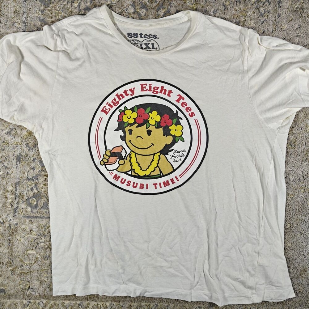 88 Tees Graphic T-Shirt Size Xl White Musubi Time Hawaii Yaya